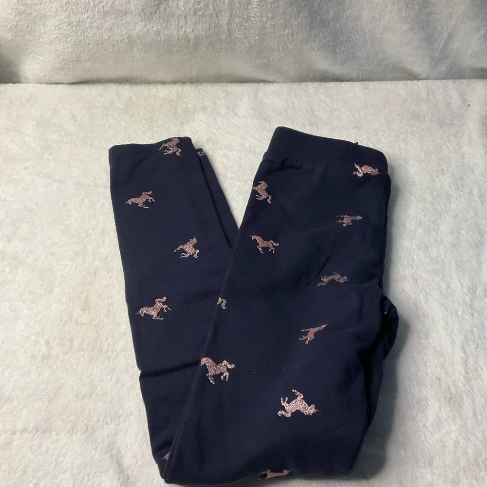 H&M Navy Blue and Pink Glitter Unicorn Leggings